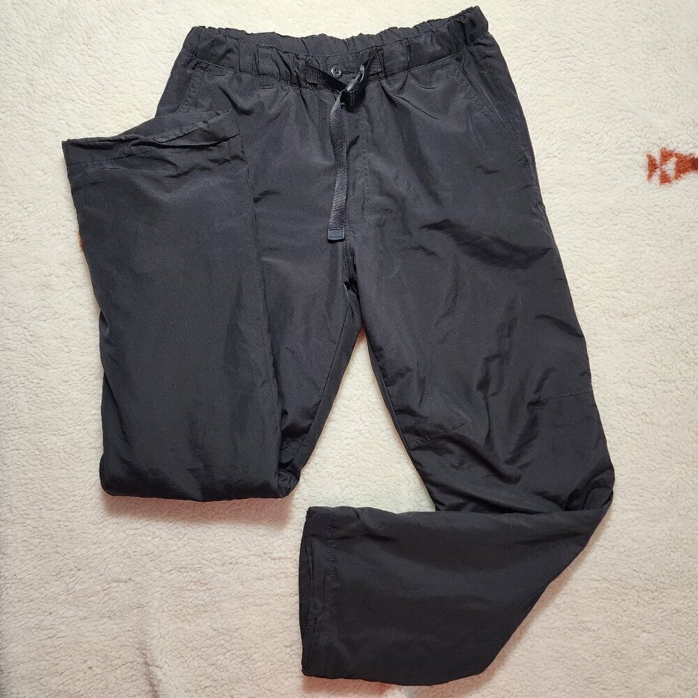 Uniqlo Wide Fit Parachute Cargo Pants Black Small Tapered Fleece Lined Insulated